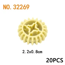 기술 장비 차축 벽돌 부품 웜 랙 Conector MOC 기차 자동차 크레인 모델 18942 18940 62821 호환 조립 입자, 32269-Beige20pcs