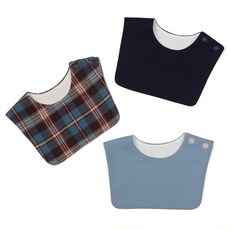 베베띵 사각사각 아기 침턱받이 3종 세트 / 핸드메이드 오가닉 턱받이/ 체크 세일러 침받이, 1개, 3개입, 4번_톰소여의모험+네이비수트+하늘정원