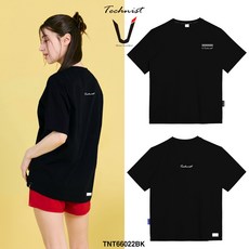 테크니스트 티셔츠 배드민턴 반팔 상의 코튼라이크 오버핏 블랙 TNT66022BK 남녀공용
