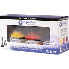 드로잉잉크 달러-로니 아쿠아파인 수채화 잉크 3색 스타터 세트 - 예술가와 학생을 위한 다용도 액체 페인트 브러시 테크니컬 펜 에어브러시 및 마커와 함께 사용하세요, 드로잉잉크 달러-로니 아쿠아파인 수채화 잉크 3색 스타