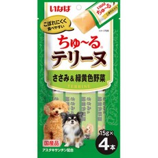 いなば 犬用啾嚕起司鮪魚條 15g x 4本入, 4個, DS-475綿綿系列 (雞肉+蔬菜)