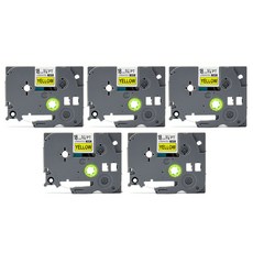 트렌드하우 브라더 호환 라벨테이프 QZE-641 18mm 노랑바탕/검정글씨 5개, QZE-641 노랑바탕/검정글씨 5개