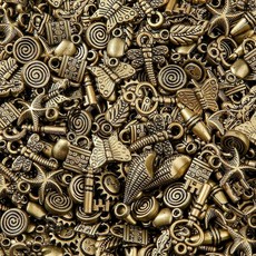 ECLATIS CY2E(넓음)NUT 디자인 팔찌 제작용 200g 다양한 아크릴 비즈 키체인 하이퀄리티 주얼리 빈티지 비즈 벌크 DIY 플라스틱 공예용 그레이 펄 303367, 앤티크 브론즈 블랙