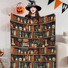 Purgmipth 책 애호가를 위한 할로윈 책장 담요 152.4cm x 127cm(60 50인치) 가을 라운지 독서 공간 소파 사무실 책벌레 성인 아내 177123