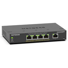 Netgear 넷기어 GS305E 5포트 LAN 기가비트 이더넷 스위치 스마트 매니지드 플러스 네트워크 무팬 플러그 앤 플레이 QoS 및 VLAN 관리 금속 인클로저, Managed POE+ 63W, 5-Port