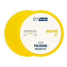 잇츠윈 윈패드 광택패드 3인치 폴리싱 왁싱 스펀지 어플리케이터 76mm, 옐로우, 1개, 중벌