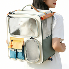 포프린츠펫 4륜 강아지 캐리어 접이식 고양이 이동장 반려동물 이동가방, 1개, 베이지색