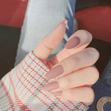 엘씨 원컬러 단색 무광 붙이는 인조손톱 네일팁 코핀 24pcs, 1개, 코핀에그타입 더스티핑크 무광