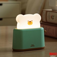 韓國大創 Daiso 秋季 Cozy 小熊造型 LED 夜燈 可愛 交換禮物, 綠色