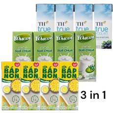 베트남 식품/3종 세트 음료 TH 요구르트 블루베리/YOMOST/LOF옥수수밀크, 48개, 180ml, 3종세트