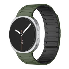 갤럭시워치 8/8클래식 호환 스포츠 마그네틱 실리콘 스트랩 밴드 40mm 44mm 46mm, 다크 그린