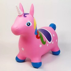 PVC充氣跳跳馬 寶寶兒童大人可坐, 粉色 獨角獸 氣泵, 1個