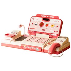 雪倫小舖 兒童玩具 仿真收銀機 女孩扮家家酒玩具, 粉, 1個