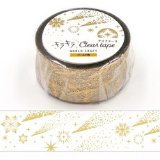 莫莫日貨 World craft 2022秋冬KIRAKIRA系列燙金透明PET膠帶-流星 手帳裝飾必備 閃耀星空元素, 1個