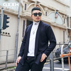 潮胖穿搭 大碼開衫外套男 秋季國風連帽中長款 寬鬆休閒大尺碼外套