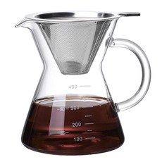 COFISUKI 푸어 오버 커피 메이커 - 600ml/20온스 유리 카라페 커피 서버 유리 커피 드리퍼/필터 포함 가정 또는 사무실용 드립 커피 메이커 세트 1-5컵 14, C-클래식 핸들 400ML/13.5온스