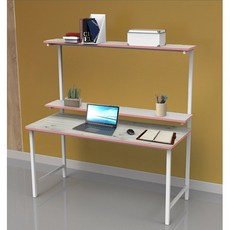 썬라이프 F3입식 900 2단선반 학생 게이밍 DIY 철제 컴퓨터책상, 900워시핑크