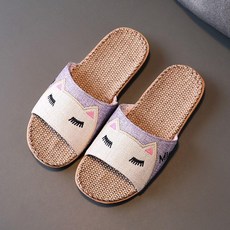 亞麻拖鞋 親子兒童卡通室內家居涼拖