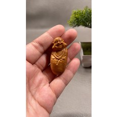 太行崖柏 彌勒佛手把件 黑油, 如圖所示, 1個
