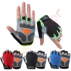 透氣網料半指手套 矽膠吸震 防滑 騎士公路車手套, 1個, 黑色,M