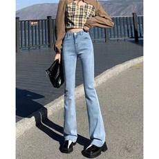 高腰開叉牛仔褲 顯瘦女生長褲