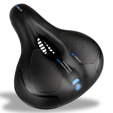 自行車坐墊【加贈轉接座】中空透氣加寬加厚避震腳踏車座椅鞍座, 藍黑色, 1個