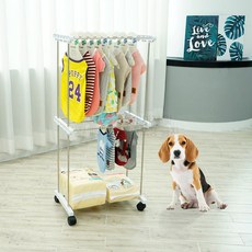 매일M 강아지행거 2단 애견 애묘 의류 정리대 이동식 행거 haru*011479001EA sou+802fk