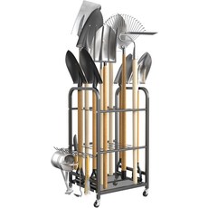 TORACK 정원 도구 정리함 스탠드 바퀴가 크 삽 차고 창고 실내외 장거리 카트용 야드, Tool Stand with