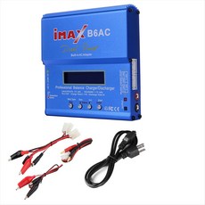 IMAX B6AC 80W RC 밸런스 충전기+TAMIYA 케이블 디지털 리-이온 라이브 NIMH NICD PB LIPO 배터리 배전기, 미국 플러그, 파란색