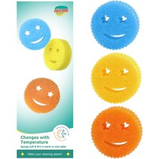 HELIME 스크럽 스펀지 접시 수세미 긁힘 방지 다기능 색상 온도 조절 청소 패드 주방 욕실용 식기세척기 사용 안전 얼룩 냄새 BPA 프리, 3Pcs