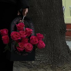 浪漫手提袋玫瑰花束仿真永生皂花敎師節送老師送閨蜜創意生日禮物－, 玄暉-17支弗洛伊德玫瑰手提袋+賀卡, 1個