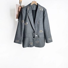 오아브로드 자수 플라워 아우터 자켓 울