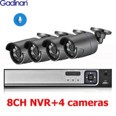 Gadinan 4K 8MP POE 카메라 시스템 4CH P2P AI 비디오 감시 키트 야외 홈 CCTV NVR 세트, 03 8CH NVR and 4 Camera, 01