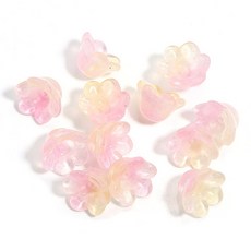 50Pcs 꽃 모양의 Lampwork 비즈 벚꽃 스페이서 크리스탈 유리 쥬얼리 DIY 만들기 팔찌 헤어 귀걸이 공급, Pink Yellow 2