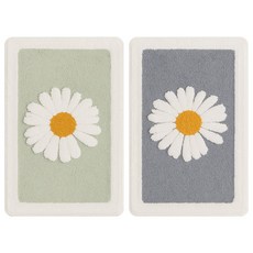 투데이리빙 2p 세트 폭신폭신 플라워 발매트 주방 욕실 현관 미끄럼방지 러그 빨아쓰는 화장실 흡수 매트, 2개, 그레이+그린