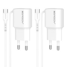 스피디 저전력 저속 5V 1A C타입 일체형 충전기 군반입가능, 2개, 화이트