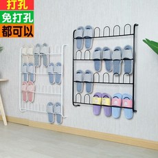 浴室拖鞋瀝水架 免打孔壁掛式鞋架 衛生間廁所收納架, 6層68*10*125白色(放18雙, 1個