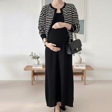 [당일출고] 수엠W 임산부 하객룩 여행룩 민소매 니트 원피스 가디건 세트 C08 니트스트세트