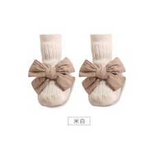 嬰幼兒襪子大蝴蝶結多顏色純棉地板襪，春秋季寶寶軟底防滑保暖中筒襪鞋