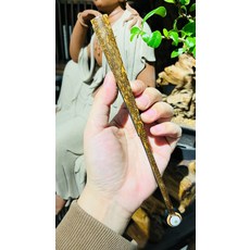 烏木摺扇 7寸16排口 黑底灑金 和尚頭造型, 如圖所示, 1個
