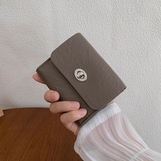 復古爆裂紋pu卡包女式簡約小衆設計自制精緻多功能鎖釦短款零錢包