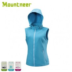 Mountneer 女輕量防風SOFT SHELL連帽背心 M12V02 刷毛 登山