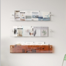 그린내 컬러 아크릴 아트월 북선반, 브라운, 1단