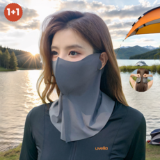 유벨라 자외선 차단 스포츠 쿨마스크 1+1, 차콜그레이