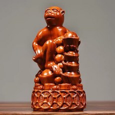 黑檀木 花梨木 猴擺件 整木精雕, 如圖所示, 1個