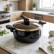 아이케이 인덕션 겸용 저압냄비 7L 저압력솥 진공냄비, 1개, 흑색