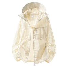 潮流購防曬外套女輕薄夏日外套抗uv防紫外線運動外套夏季超薄防曬服連帽防曬衣涼感薄男生夏季新款戶外運動休閑釣魚衣時尚百搭登山服653防曬衣, 米白色