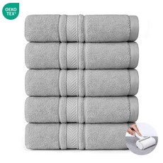 연화삼월 호텔 수건 40수 150g 고급 코튼 타월 10장 흡수력 좋은 먼지없는 두꺼운 수건 오코텍스 인증 470GSM 호텔수건, 5개, 02라이트그레이