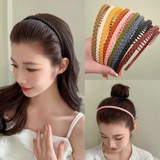 얇은 매듭 빗살 머리띠 운동 세안 헤어 밴드 잔머리 앞머리 고정, 1개, 브라운