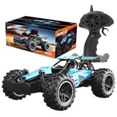 ENOZE 漂移遙控車 GTR黑色款，時速20KM/H，附路障及備用輪胎，8歲以上適用, 【RC合金越野車】-藍色, 1個